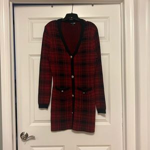 Fashion nova red and black plaid sweater dress